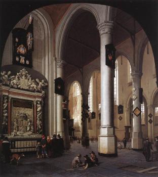 亨德裡尅 科內利斯 凡 瓦利特 The Old Church at Delft with the Tomb of Admiral Tromp